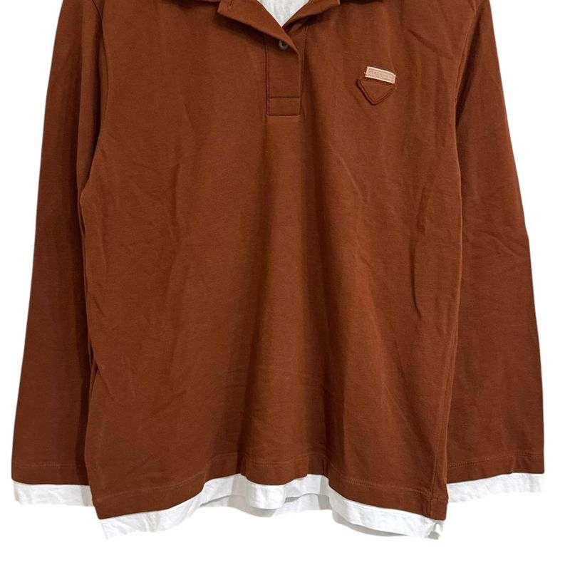 24ss Prada Pique and Jersey Polo Shirt Polo Shirt Size 34 Brown Women Used