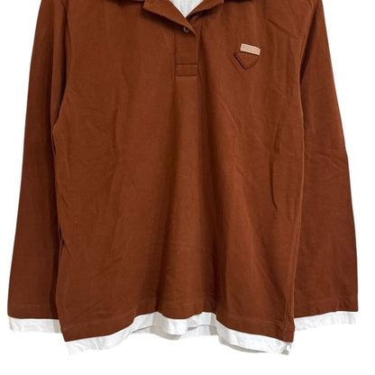 24ss Prada Pique and Jersey Polo Shirt Polo Shirt Size 34 Brown Women Used