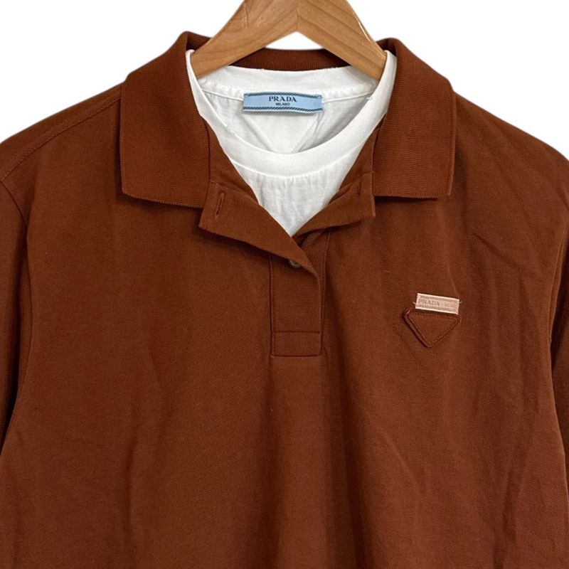 24ss Prada Pique and Jersey Polo Shirt Polo Shirt Size 34 Brown Women Used