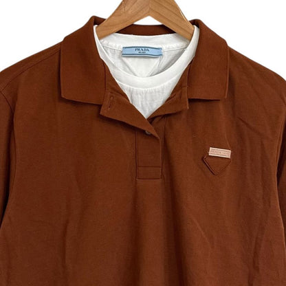 24ss Prada Pique and Jersey Polo Shirt Polo Shirt Size 34 Brown Women Used