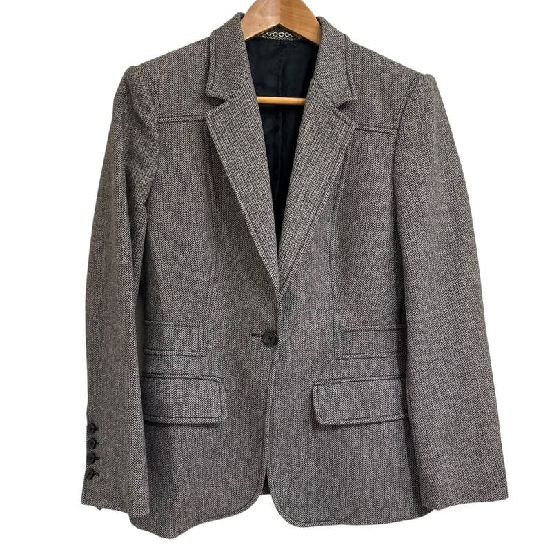Gucci Herringbone Pattern Tailored Jacket Size 44 Brown Ladies Used