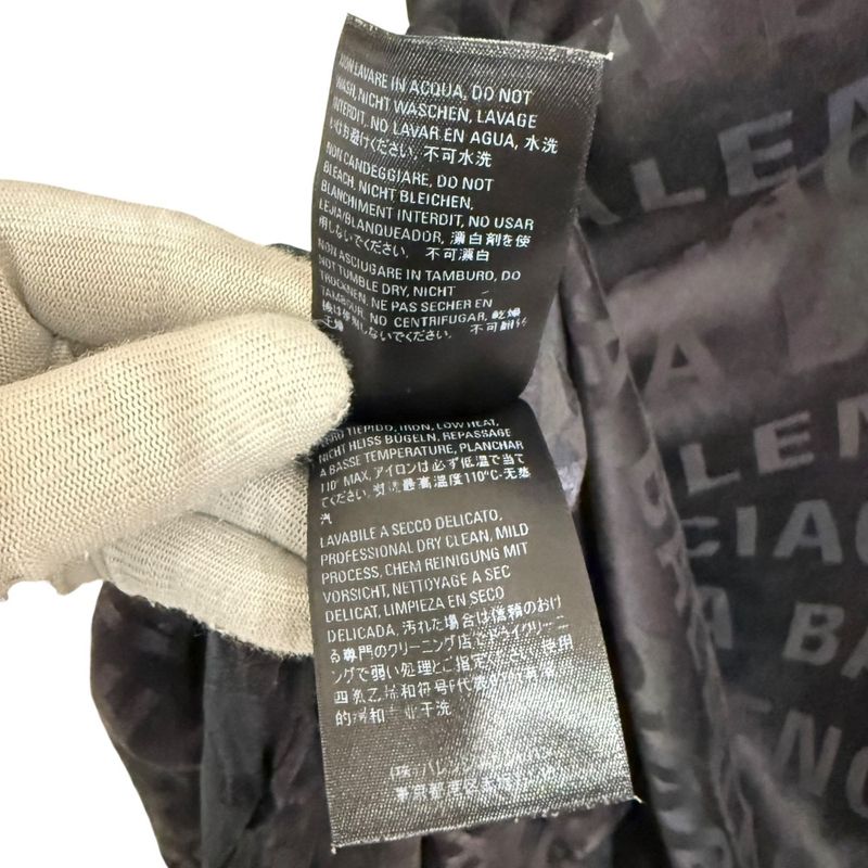 Balenciaga Logo Jacquard Button Down Long Length Silk Shirt Dress Size 32 Black