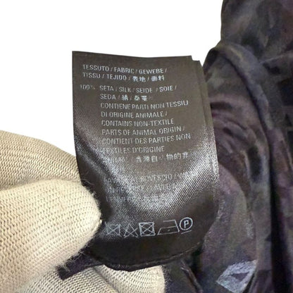 Balenciaga Logo Jacquard Button Down Long Length Silk Shirt Dress Size 32 Black