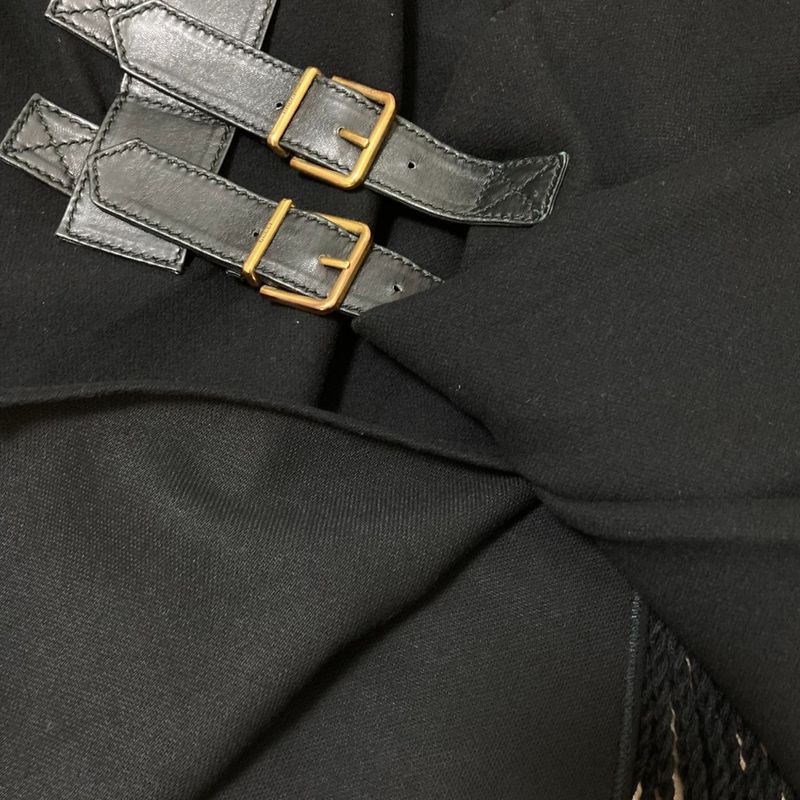 08aw Gucci Fringe Wrap Skirt 202731 Size 42 Black Ladies Used