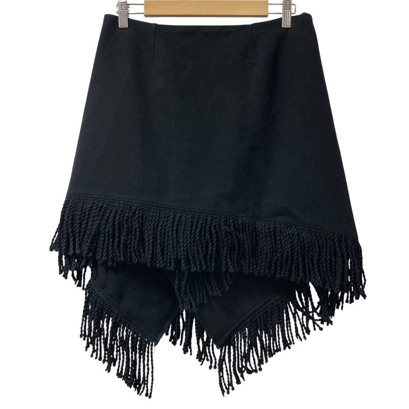 08aw Gucci Fringe Wrap Skirt 202731 Size 42 Black Ladies Used