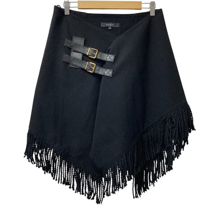 08aw Gucci Fringe Wrap Skirt 202731 Size 42 Black Ladies Used