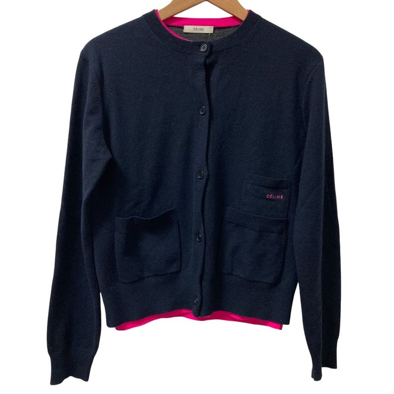 Celine Phoebe Period Cashmere Wool Knit Cardigan Size M Navy Women's Preowned