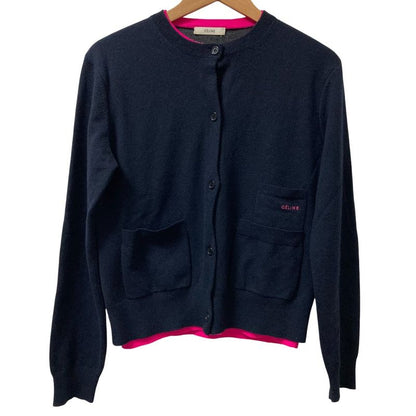 Celine Phoebe Period Cashmere Wool Knit Cardigan Size M Navy Women's Preowned