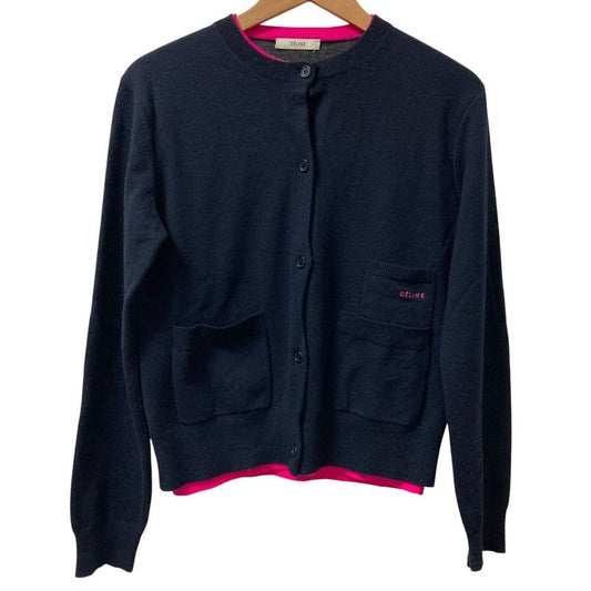 Celine Phoebe Period Cashmere Wool Knit Cardigan Size M Navy Women's Preowned