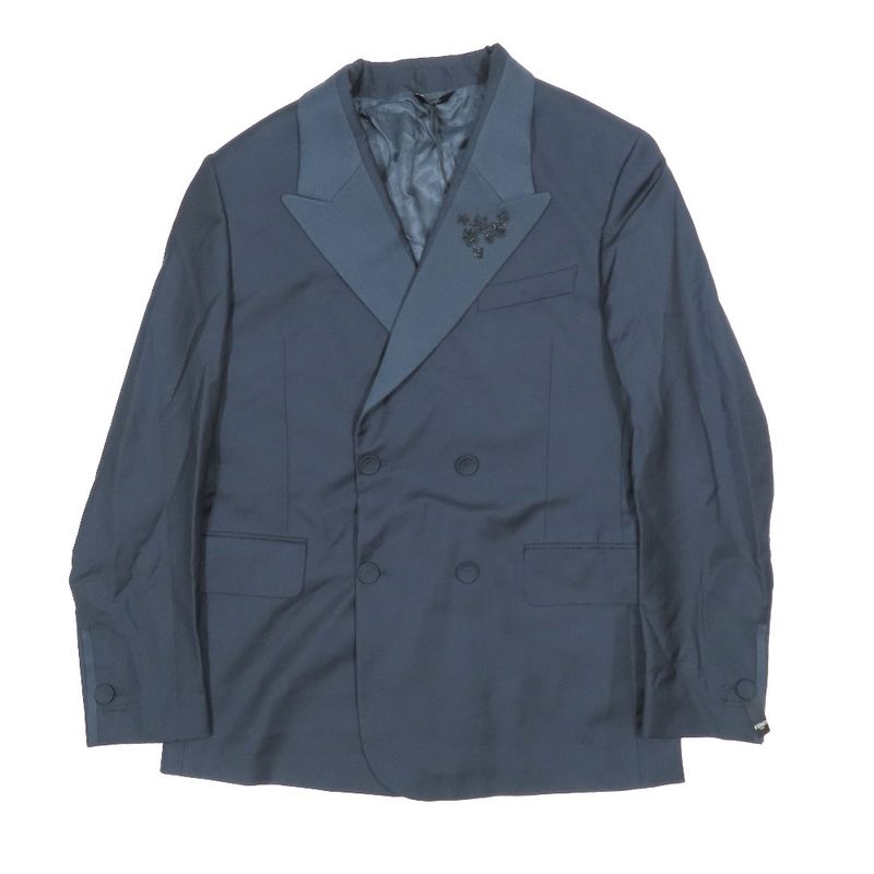 22aw Fendi Tuxedo Jacket Double Breasted Lapel Switch Tailored Flower Ff Logo