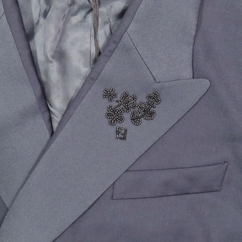 22aw Fendi Tuxedo Jacket Double Breasted Lapel Switch Tailored Flower Ff Logo