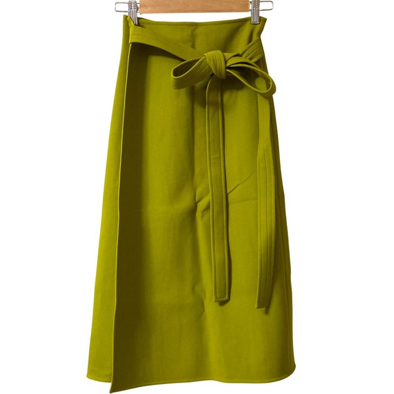 Celine Phoebe Period Belted Wrap Skirt Size 36 Mustard Yellow Ladies Preowned