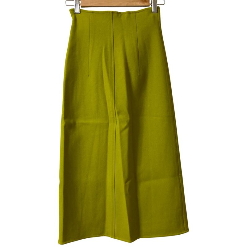 Celine Phoebe Period Belted Wrap Skirt Size 36 Mustard Yellow Ladies Preowned