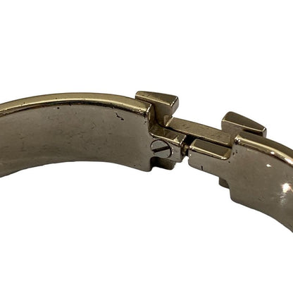 Good Hermes Click H PM Enamel Bracelet Bangle Black Silver Color Ladies