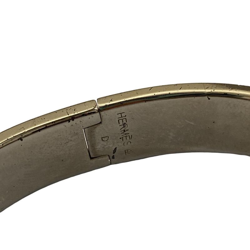 Good Hermes Click H PM Enamel Bracelet Bangle Black Silver Color Ladies