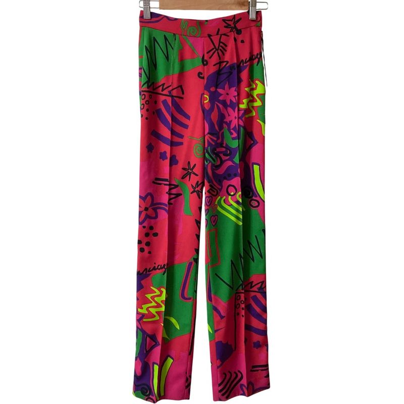 Balenciaga Graphic Print Wool Pants Size 34 Multicolor Women's Preowned Used
