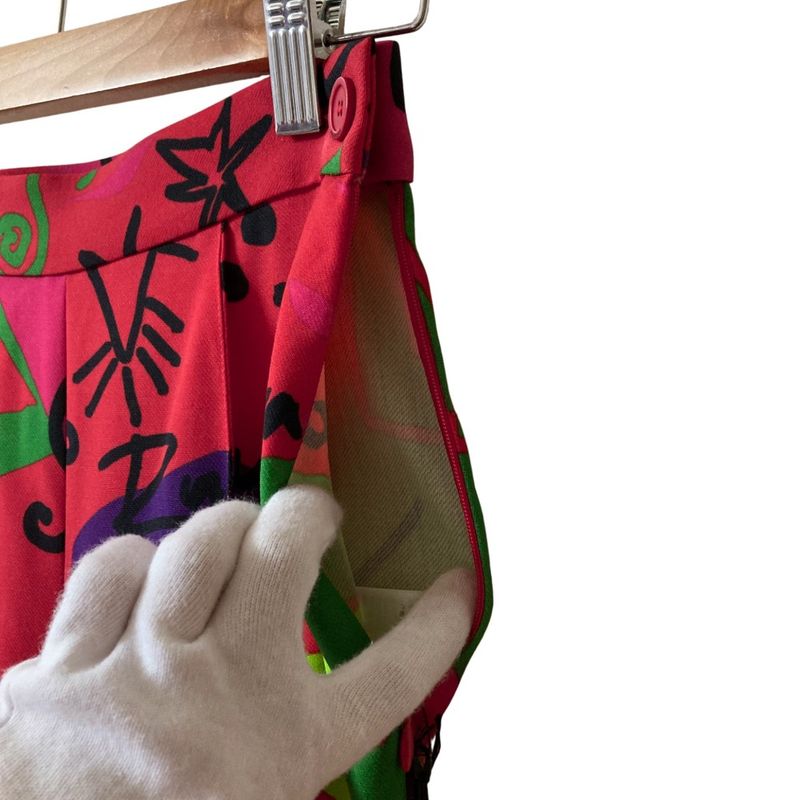 Balenciaga Graphic Print Wool Pants Size 34 Multicolor Women's Preowned Used