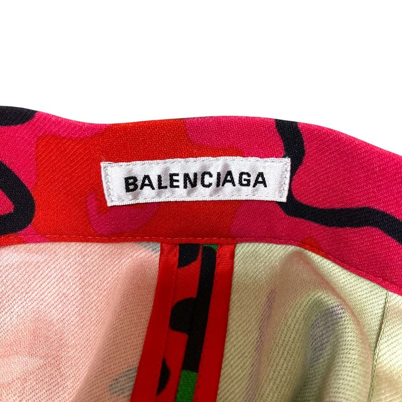 Balenciaga Graphic Print Wool Pants Size 34 Multicolor Women's Preowned Used