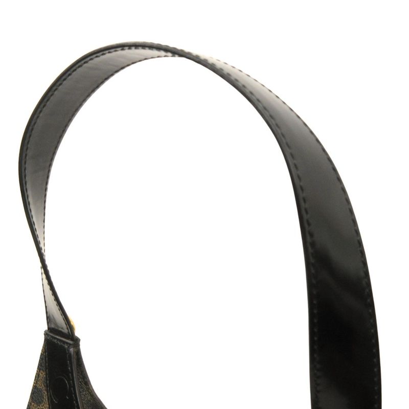 Celine Macadam Pattern One Shoulder Hand Bag Leather Logo Vintage Brown Black