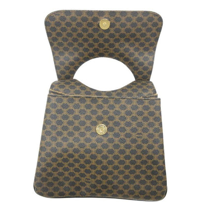 Celine Macadam Pattern One Shoulder Hand Bag Leather Logo Vintage Brown Black