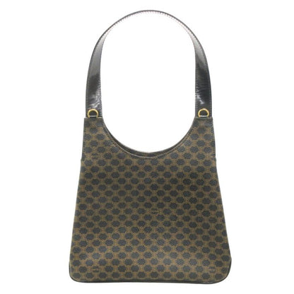 Celine Macadam Pattern One Shoulder Hand Bag Leather Logo Vintage Brown Black