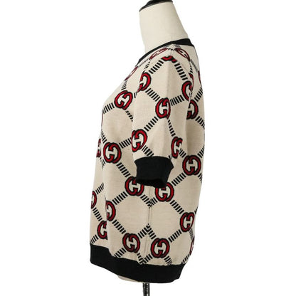 Good Gucci Interlocking GG Pattern Reversible Short Sleeve Knit Sweater 678310
