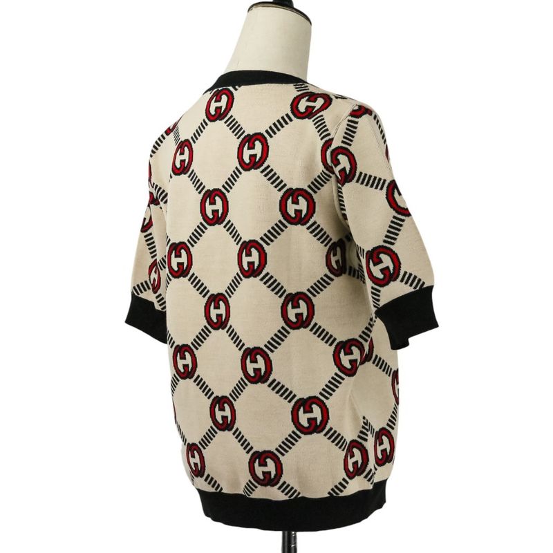 Good Gucci Interlocking GG Pattern Reversible Short Sleeve Knit Sweater 678310