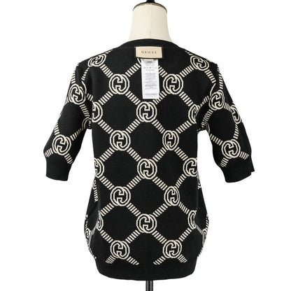 Good Gucci Interlocking GG Pattern Reversible Short Sleeve Knit Sweater 678310
