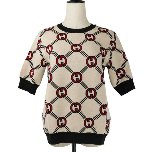 Good Gucci Interlocking GG Pattern Reversible Short Sleeve Knit Sweater 678310