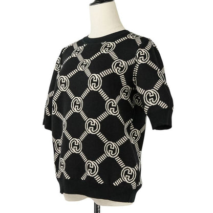Good Gucci Interlocking GG Pattern Reversible Short Sleeve Knit Sweater 678310
