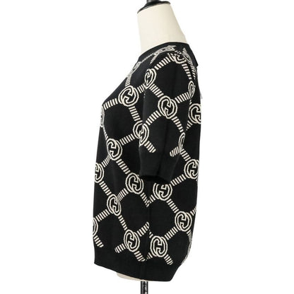 Good Gucci Interlocking GG Pattern Reversible Short Sleeve Knit Sweater 678310