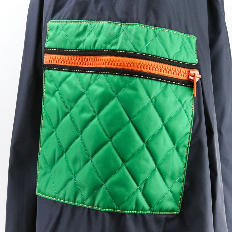 Prada Quilted Pockets Nylon Flared Skirt 21y753 Size 42 Navy Women's Preowned