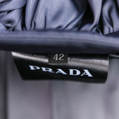 Prada Quilted Pockets Nylon Flared Skirt 21y753 Size 42 Navy Women's Preowned