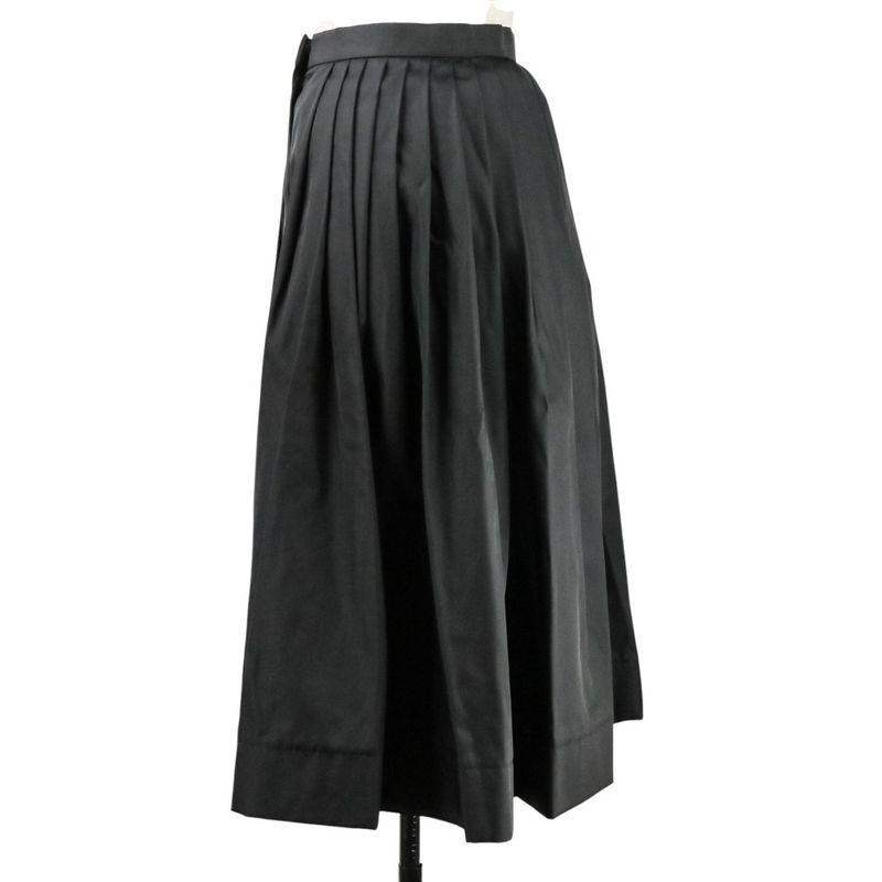 Prada Nylon Pleated Wrap Skirt Size 44 Black Women's Preowned Used
