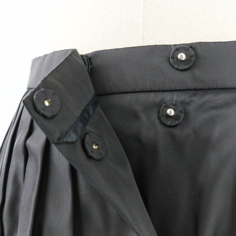 Prada Nylon Pleated Wrap Skirt Size 44 Black Women's Preowned Used