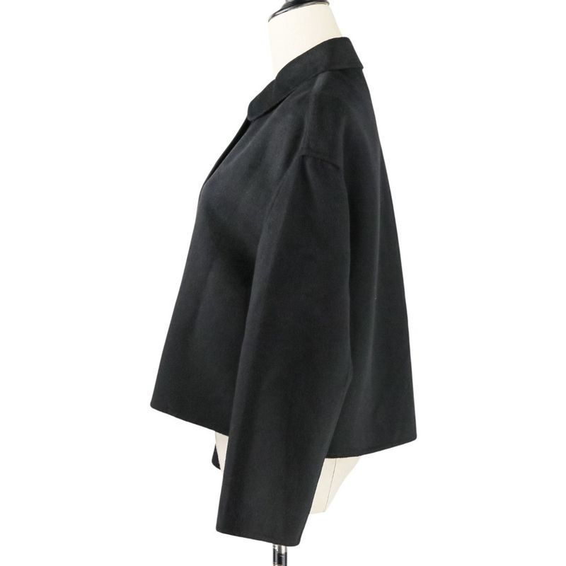 Prada Virgin Wool Angora Round Collar Rebel Jacket 42 Black Women's Preowned