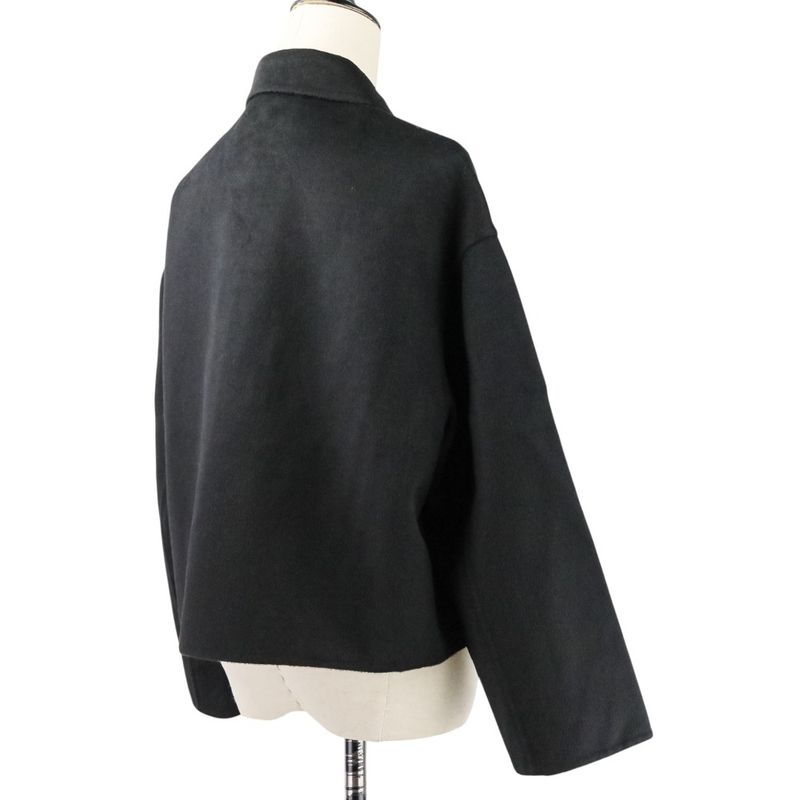 Prada Virgin Wool Angora Round Collar Rebel Jacket 42 Black Women's Preowned