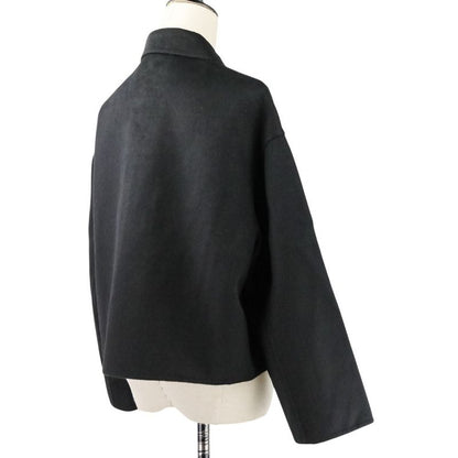 Prada Virgin Wool Angora Round Collar Rebel Jacket 42 Black Women's Preowned