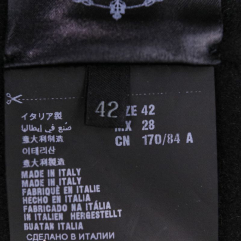 Prada Virgin Wool Angora Round Collar Rebel Jacket 42 Black Women's Preowned