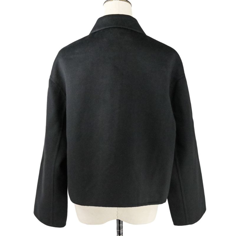 Prada Virgin Wool Angora Round Collar Rebel Jacket 42 Black Women's Preowned
