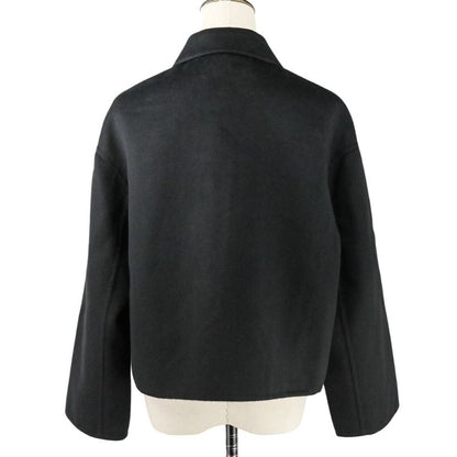 Prada Virgin Wool Angora Round Collar Rebel Jacket 42 Black Women's Preowned