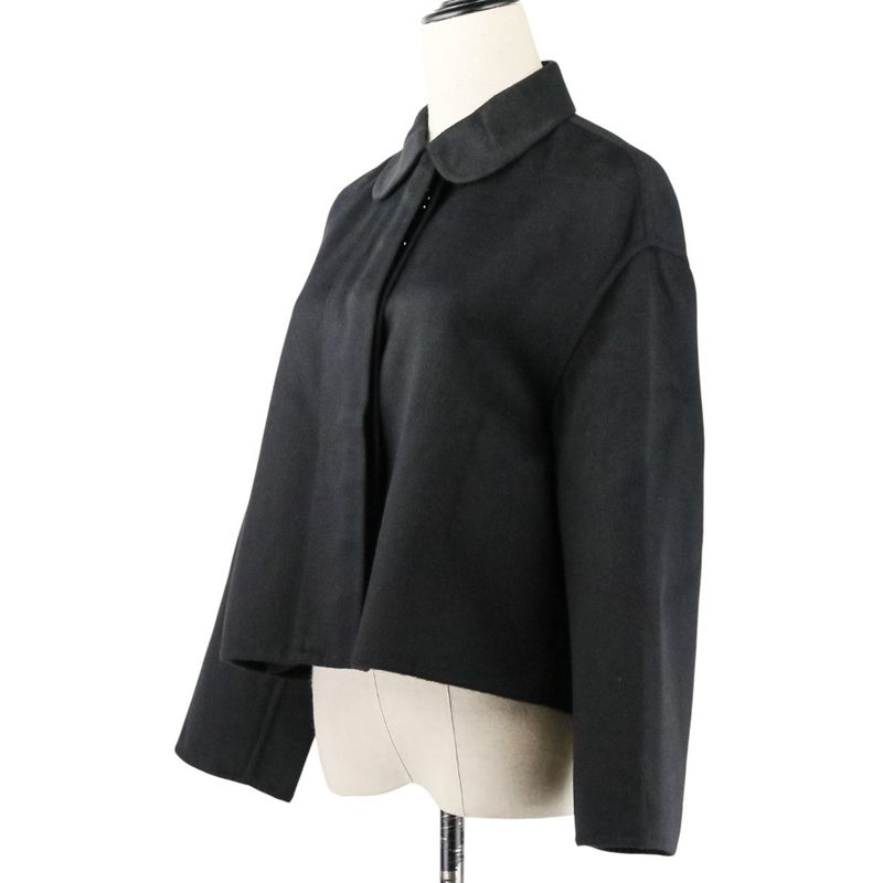 Prada Virgin Wool Angora Round Collar Rebel Jacket 42 Black Women's Preowned