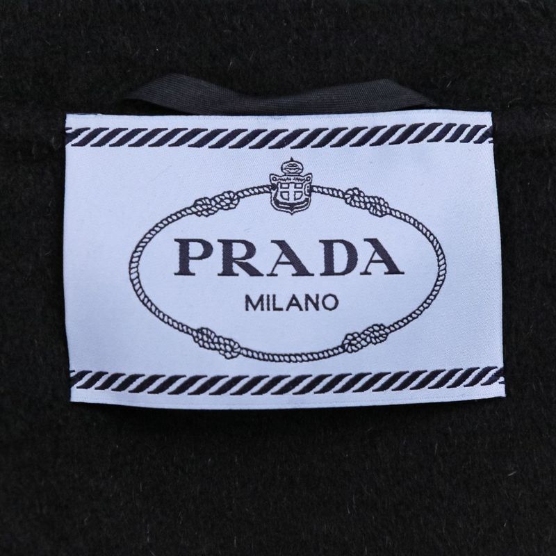 Prada Virgin Wool Angora Round Collar Rebel Jacket 42 Black Women's Preowned