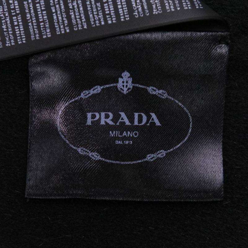 Prada Virgin Wool Angora Round Collar Rebel Jacket 42 Black Women's Preowned
