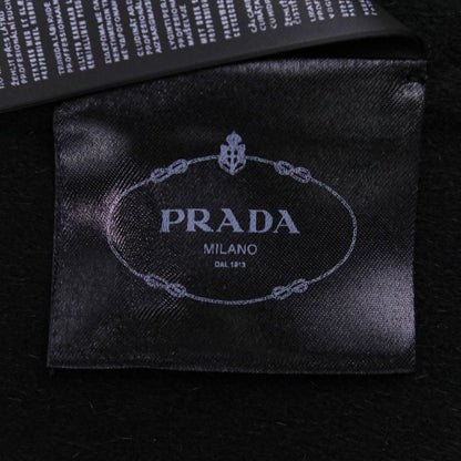 Prada Virgin Wool Angora Round Collar Rebel Jacket 42 Black Women's Preowned