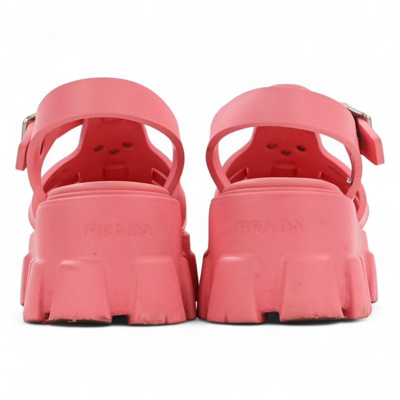 Prada Monolith Triangle Logo Plate Platform Rubber Sandals 1x853m Size 38 About