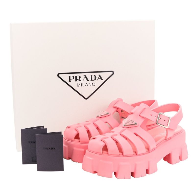Prada Monolith Triangle Logo Plate Platform Rubber Sandals 1x853m Size 38 About