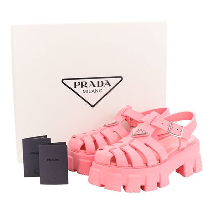 Prada Monolith Triangle Logo Plate Platform Rubber Sandals 1x853m Size 38 About