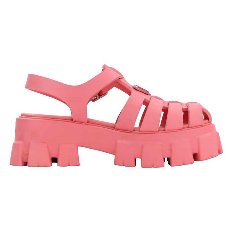 Prada Monolith Triangle Logo Plate Platform Rubber Sandals 1x853m Size 38 About