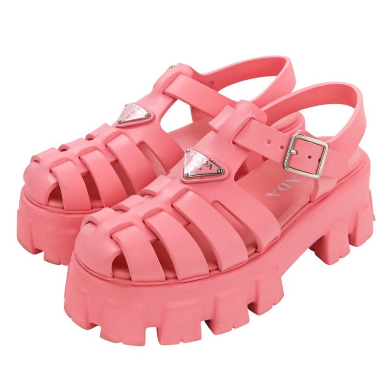 Prada Monolith Triangle Logo Plate Platform Rubber Sandals 1x853m Size 38 About